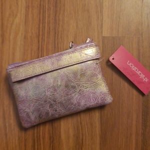 Wristlet metallic gold lavender